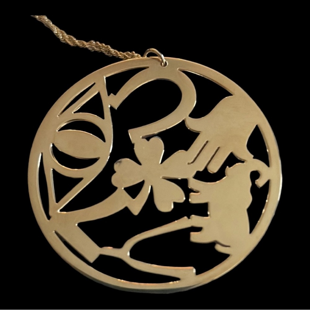 JZ by Jennifer Zeuner 18K Plated Over Sterling Good Luck Round Pendant Necklace